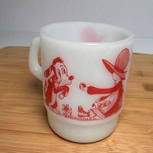 Vintage Termocrisa Holly Hobbie Milk Glass Mug. Red Graphic • Stacking Mug